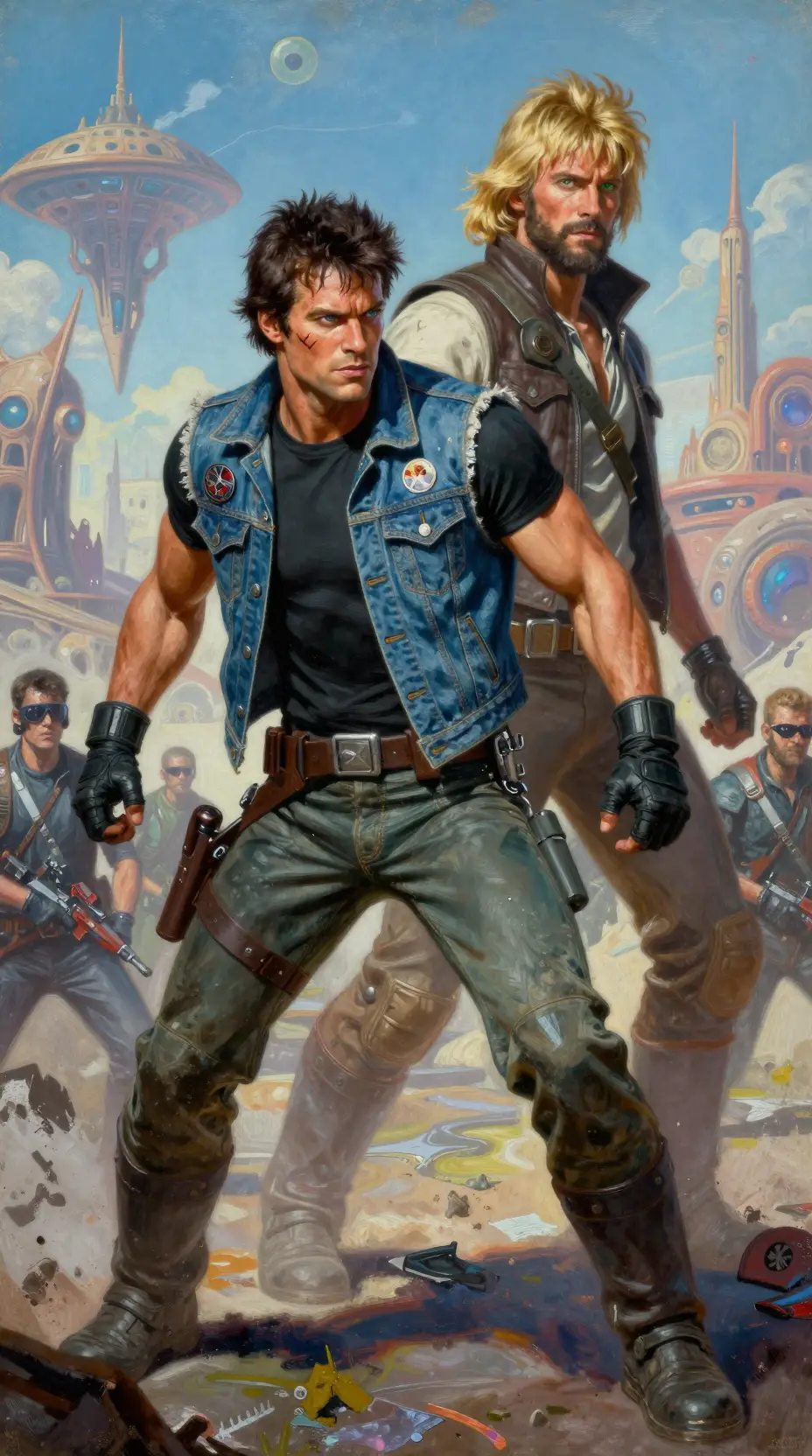 Two space opera heroes on an alien battlefield