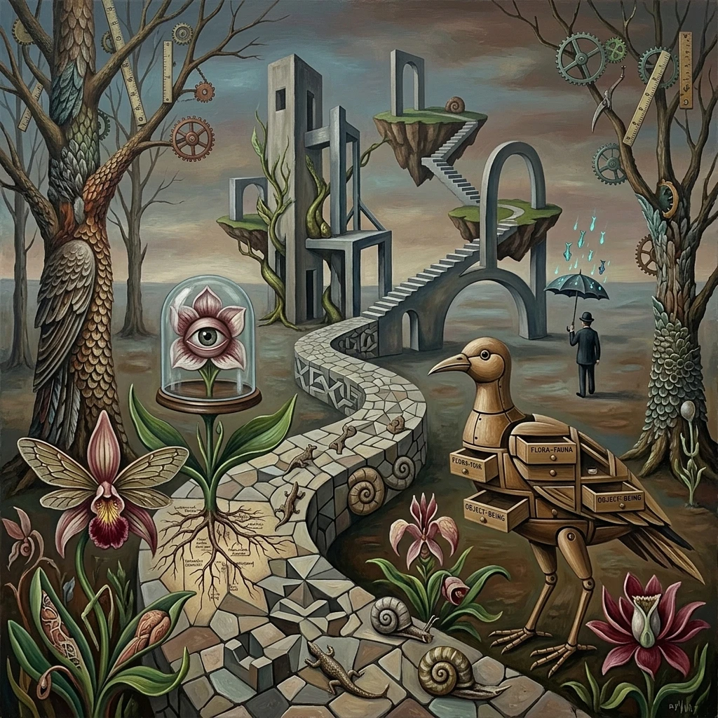 Surreal dreamlike landscape of blurred life and nature