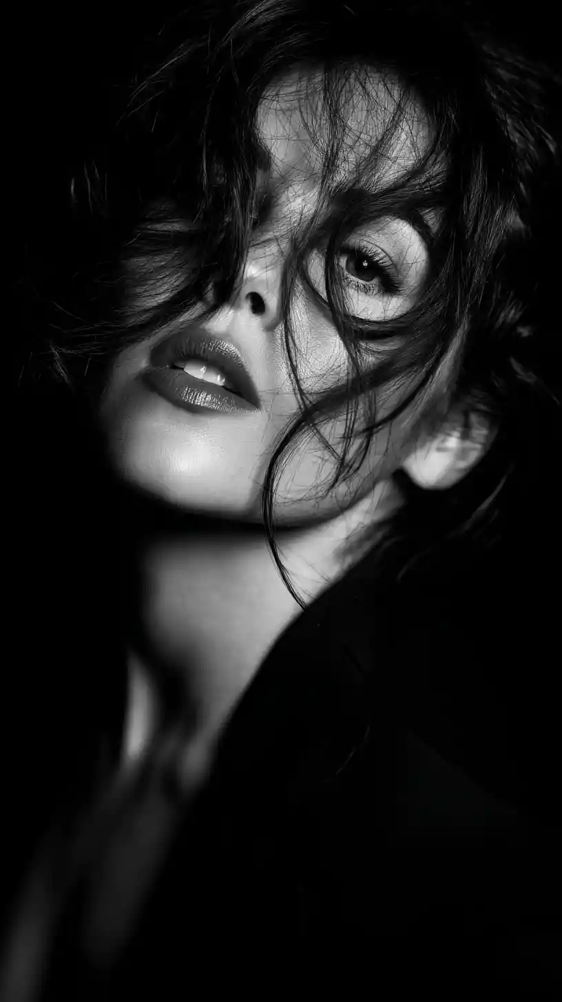Black and white portrait of a mysterious latino woman