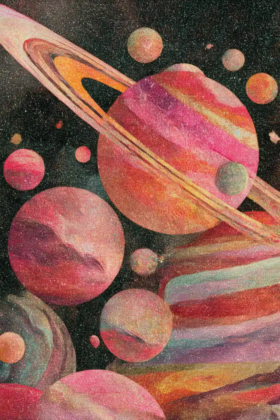 Joyful pigs diving through a striped woolen cosmos