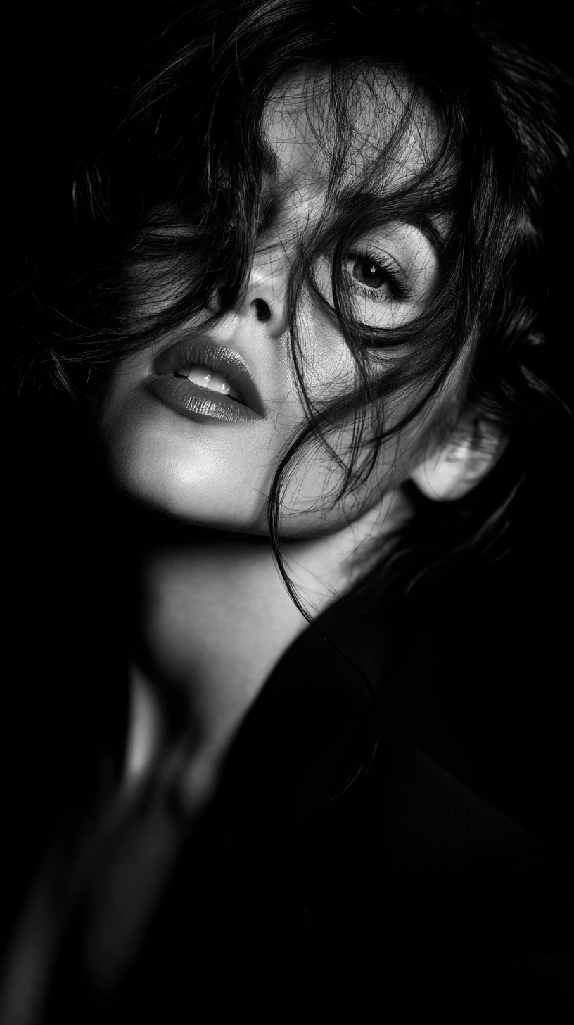 Black and white portrait of a mysterious latino woman