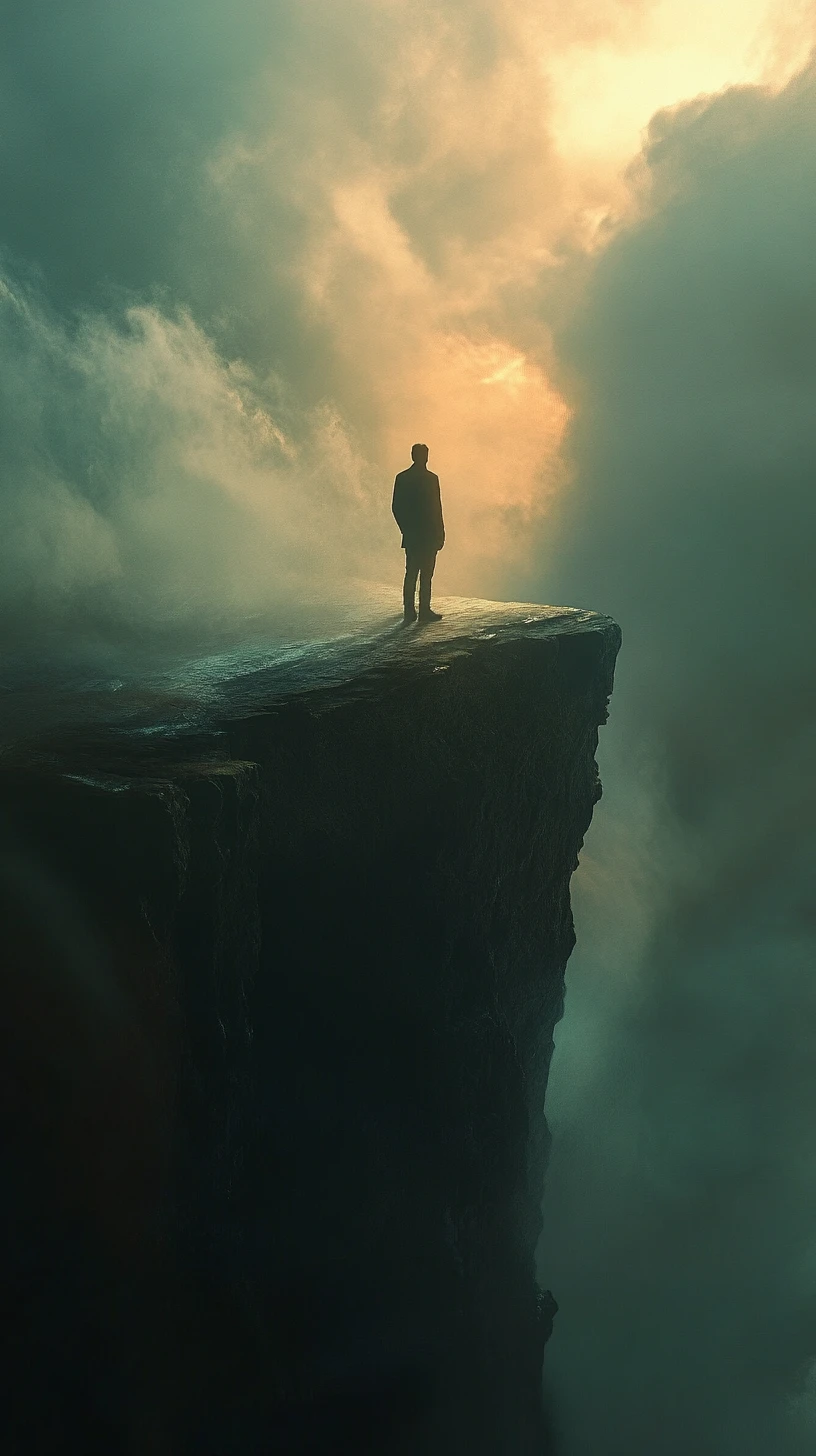 Figure Crossing Between Real World And Surreal Dreamscape