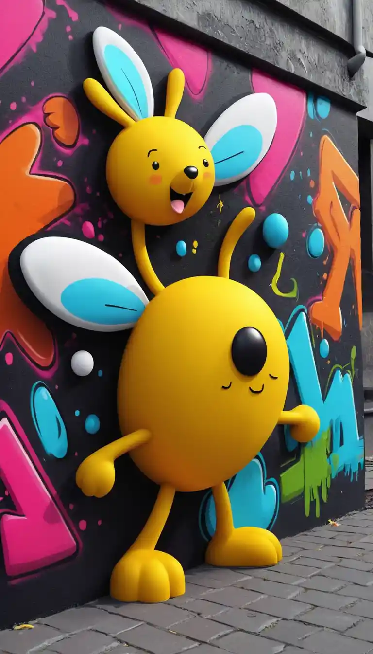Dolce illustrazione 3D al neon di un'ape danzante