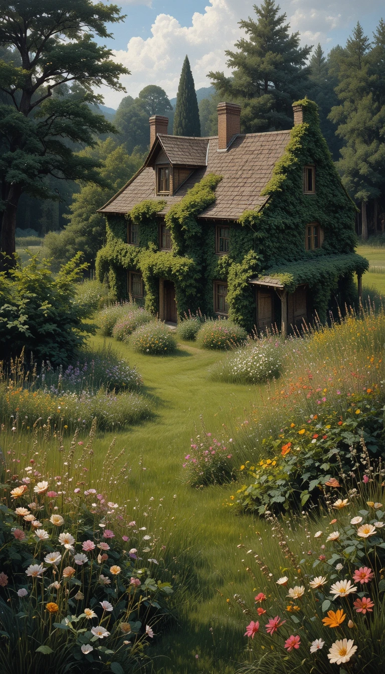 Overgrown Garden House In Expressive Oil Landscape Painting