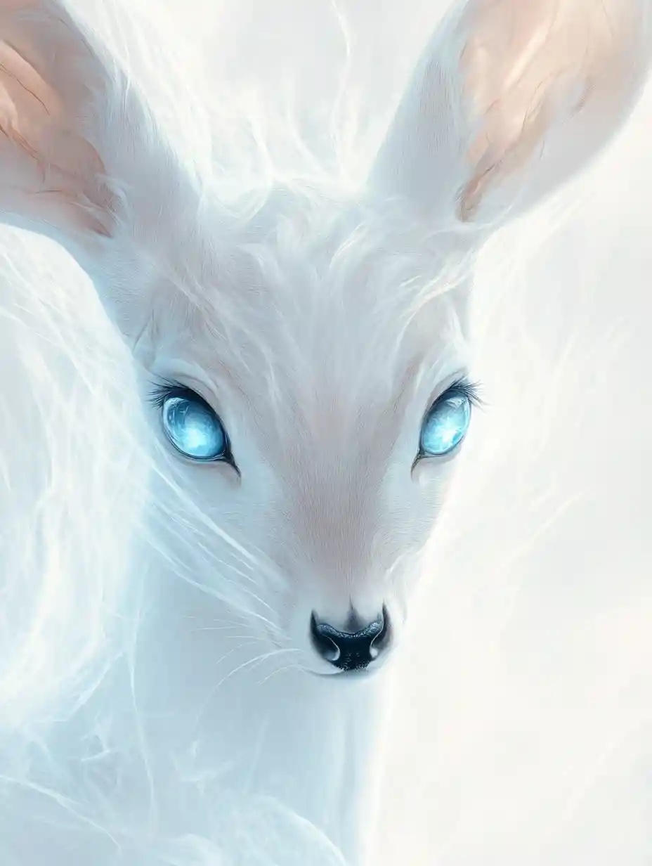 Glowing pale blue fantasy eyes with soft ethereal look