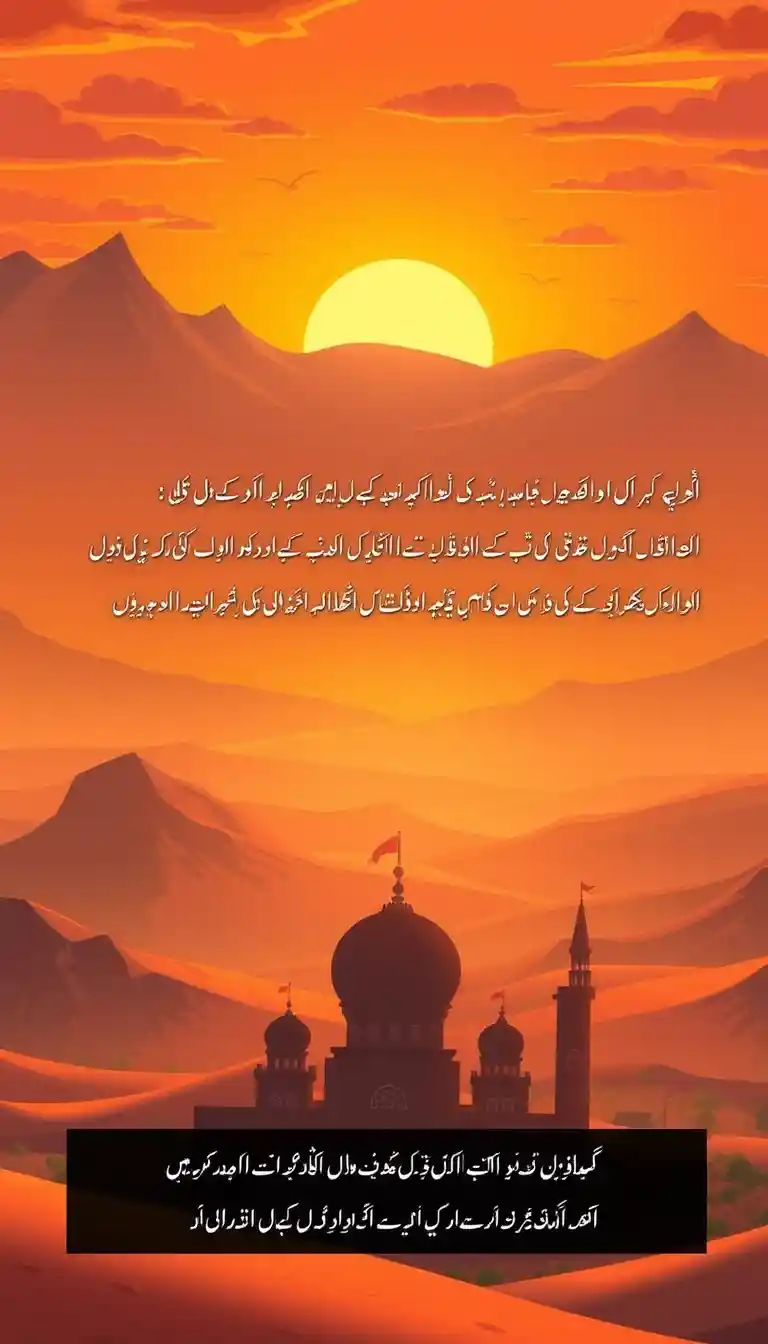 Alba nel deserto su un’antica città con una moschea in lontananza