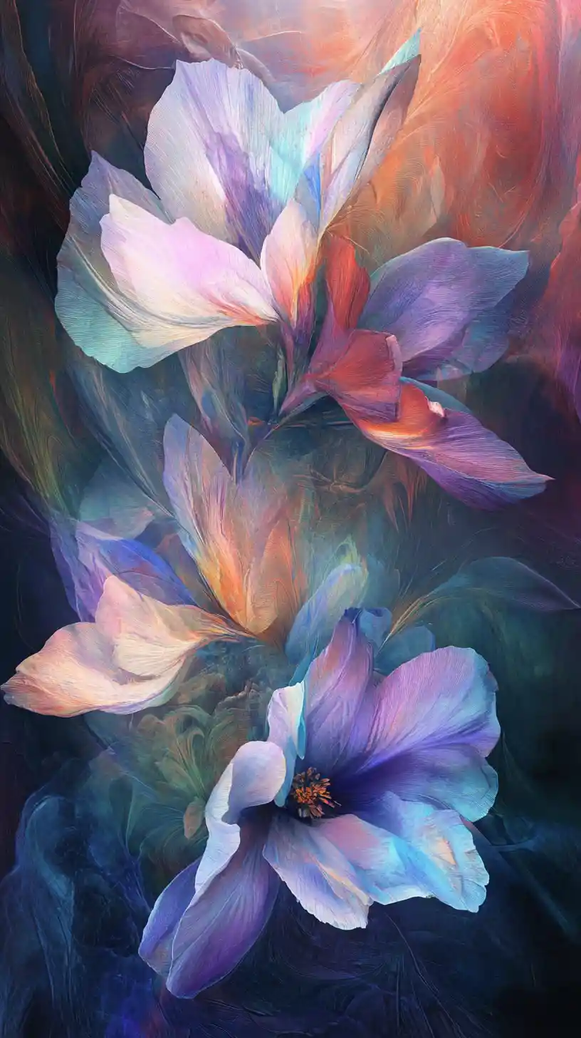Surreal abstract flower emerging in soft chalk like layers