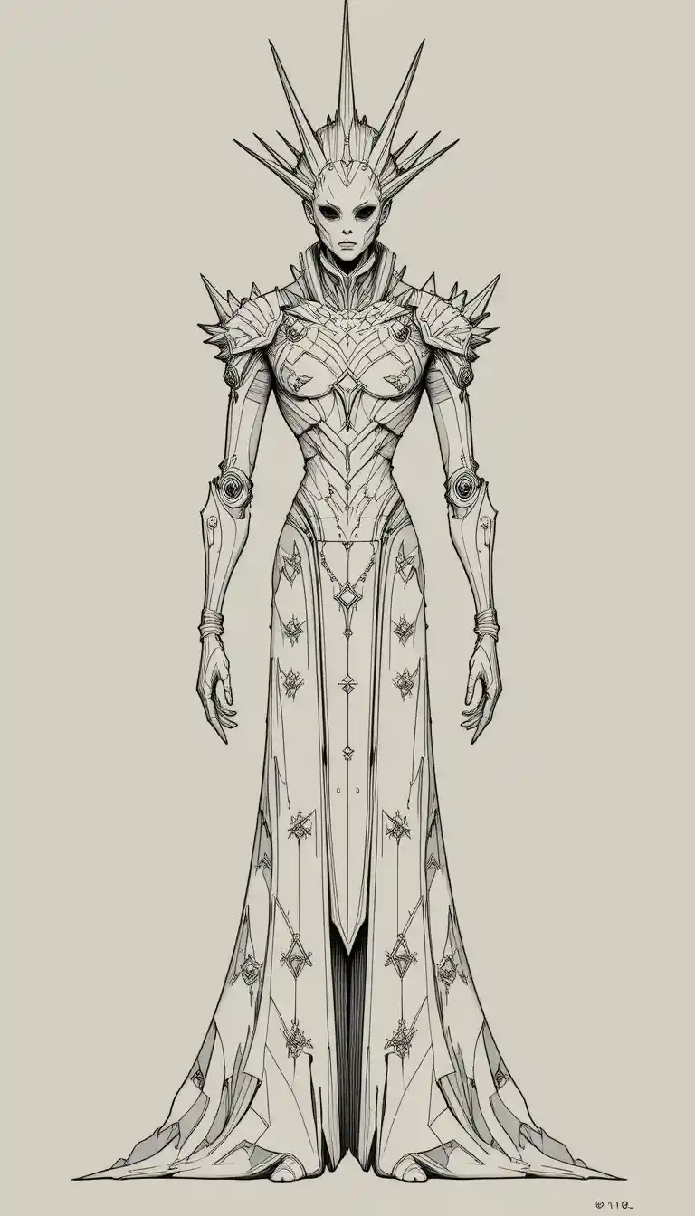 Humanoid cosmic figure with towering totem like silhouette