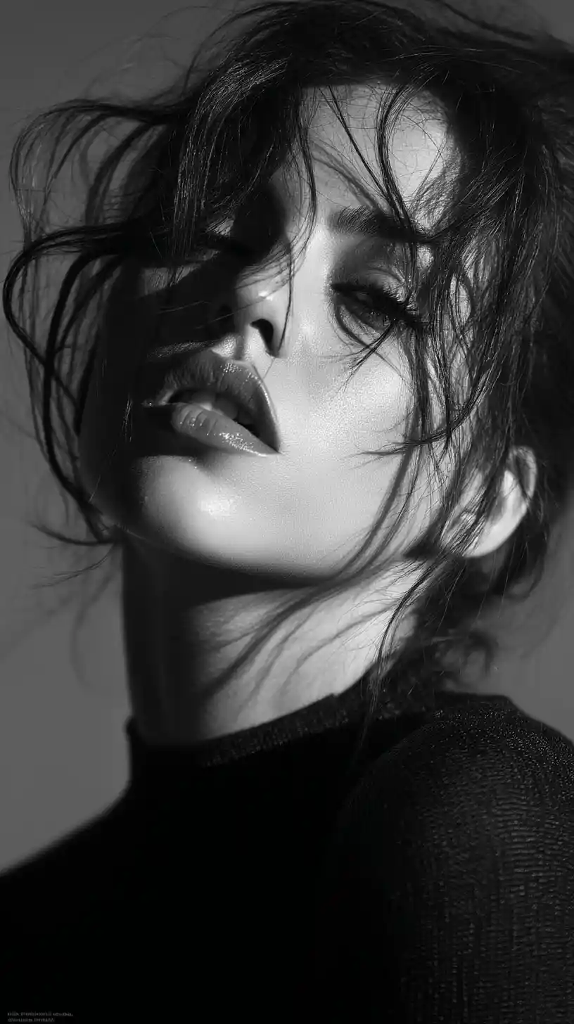 Black and white portrait of a mysterious latina woman