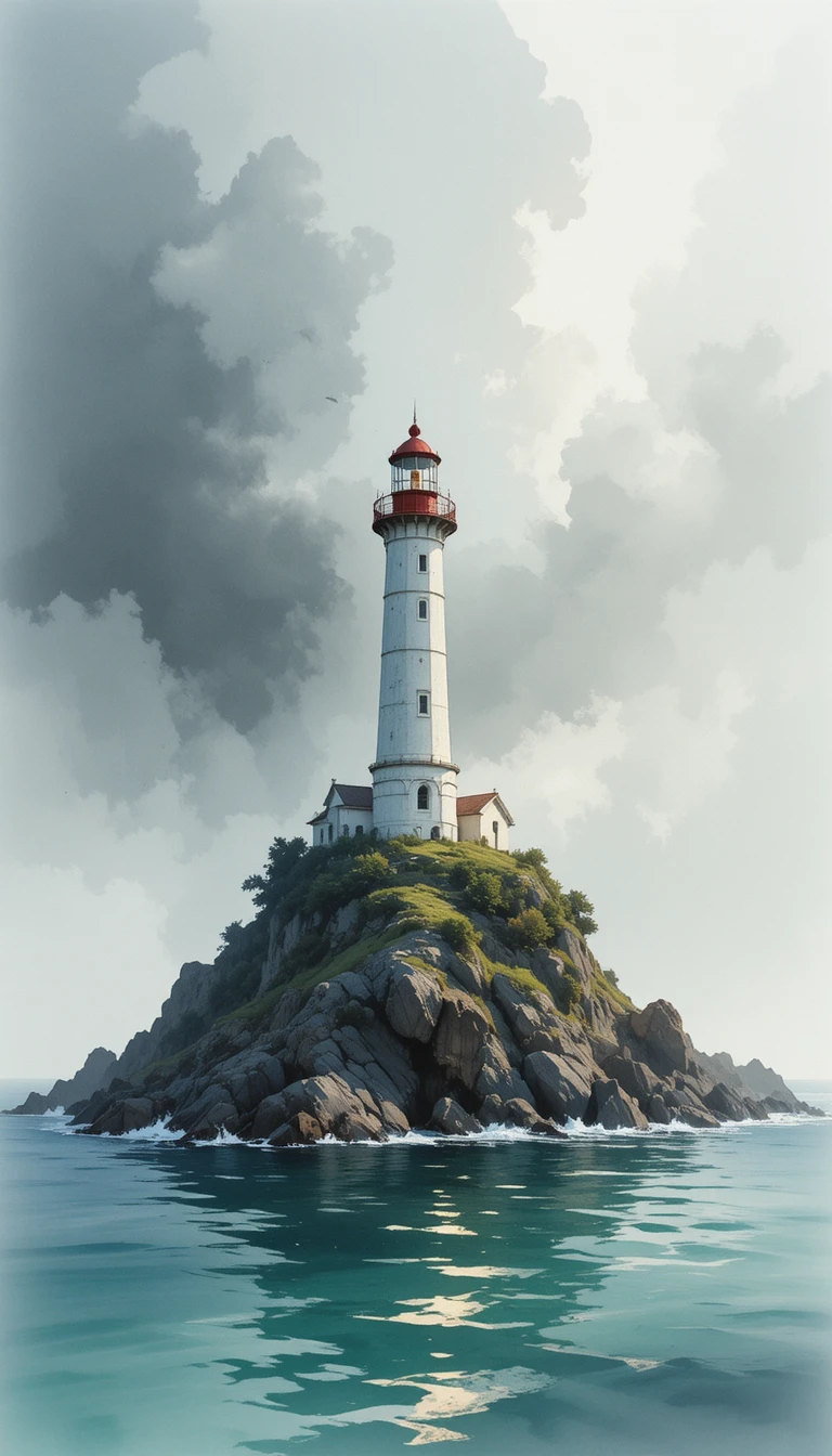 Faro su costa rocciosa sopra il mare aperto