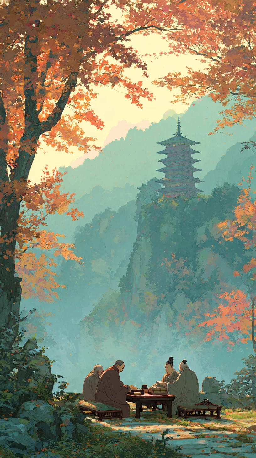 Scholars Writing Together In A Tranquil Mountain Landscape