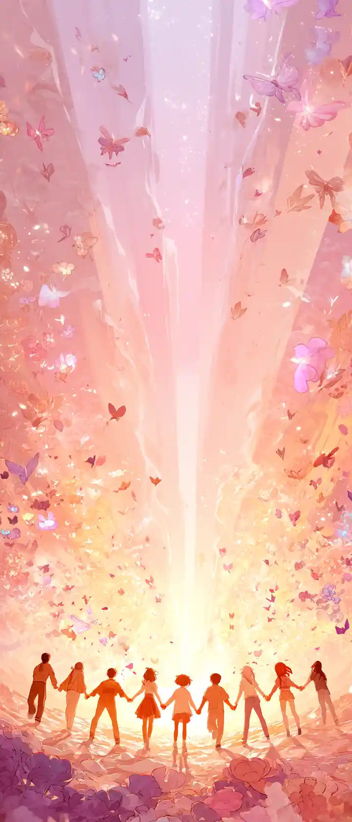 Children United As They Open A Radiant Wall Of Light