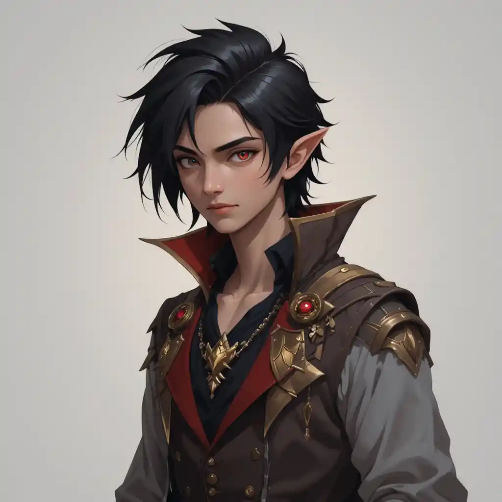 Young vampire man in a mystical Wakfu fantasy world