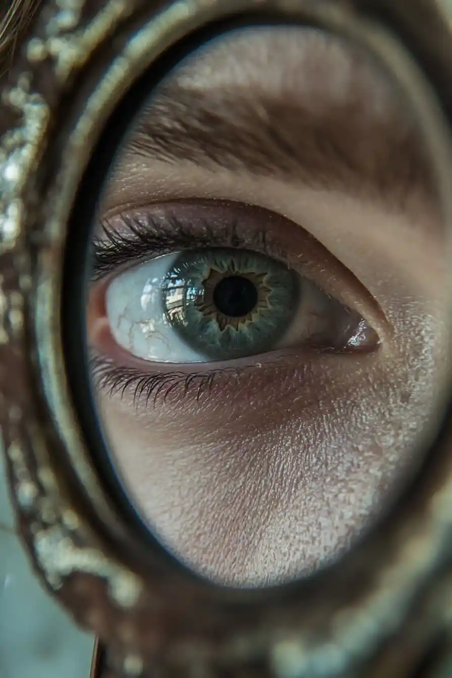 Geheimnisvolle Frau, die ihre verräterischen, seelenvollen Augen verbirgt