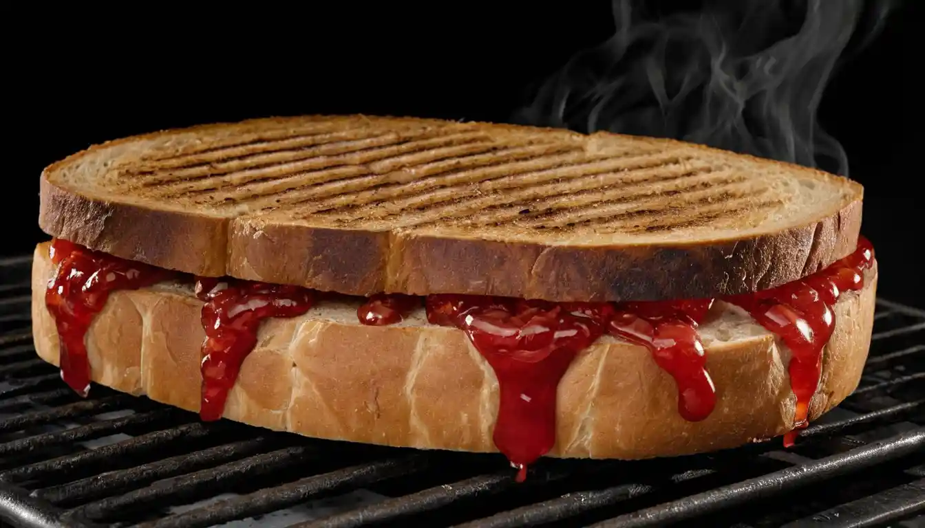 Low angle view from inside a toaster as toast pops up