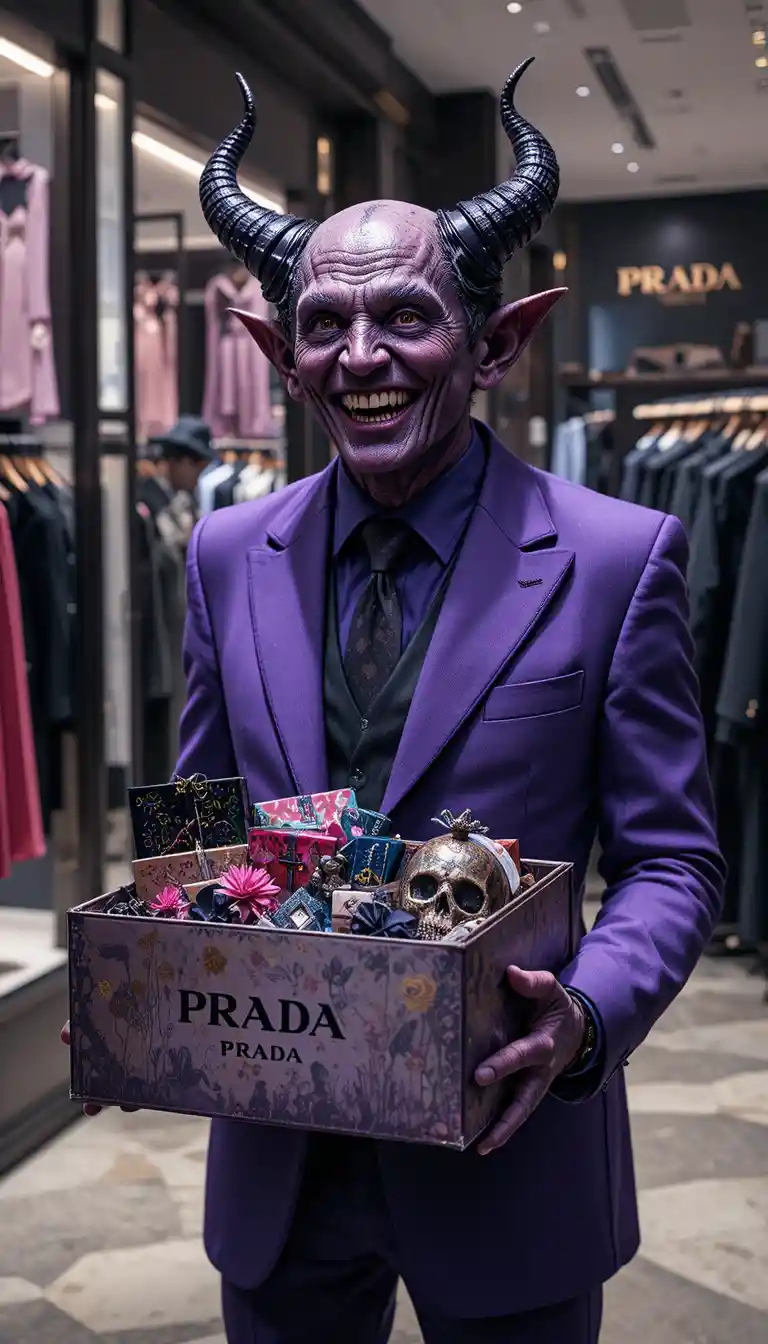 Demon In A Purple Suit Shopping Inside A Luxury Store