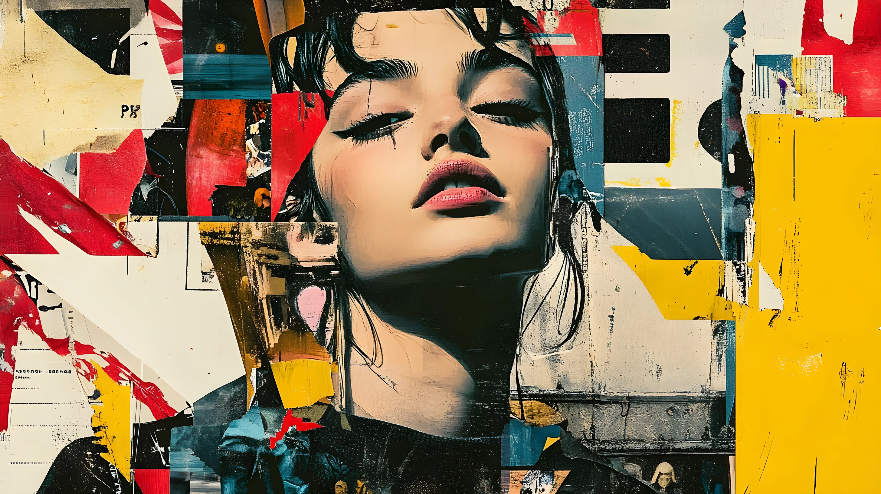 Copertina libro avvolgente in collage mixed media espressivo
