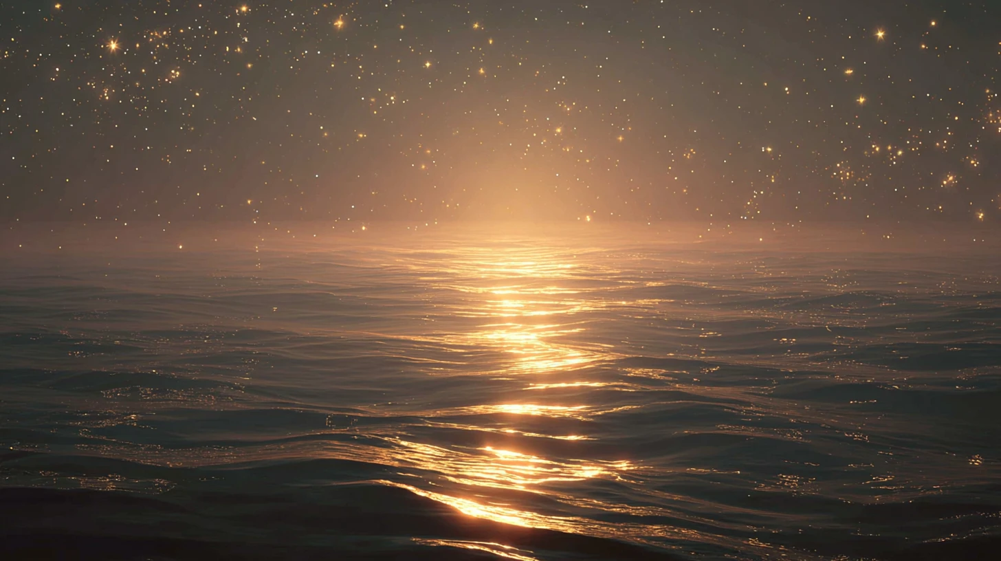 Moonlit ocean with gentle waves and tranquil presence