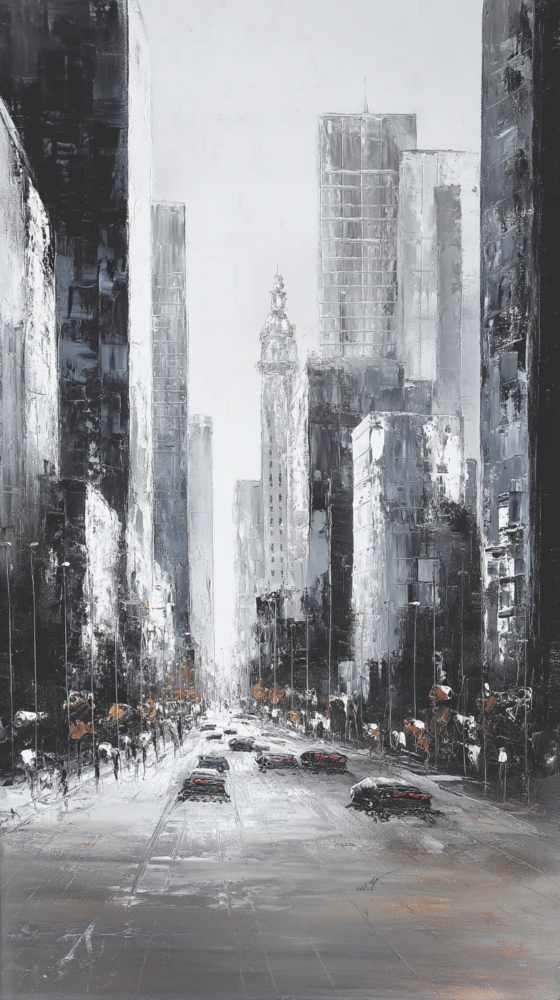 Pittura espressiva a pennello secco di un paesaggio urbano