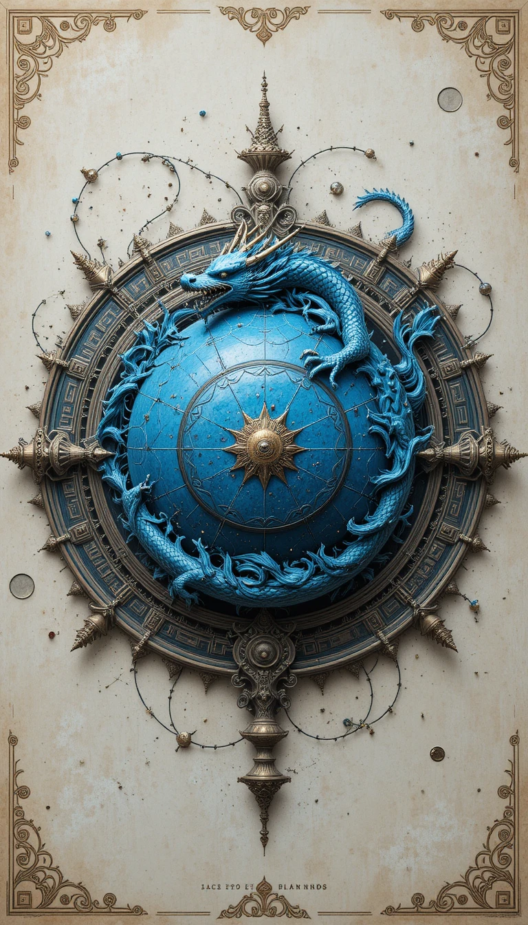 Blue sphere shield encircled by a protective Chinese dragon