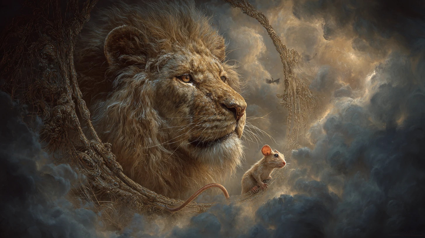 Lion Trapped In Net Rescued By Tiny Mouse