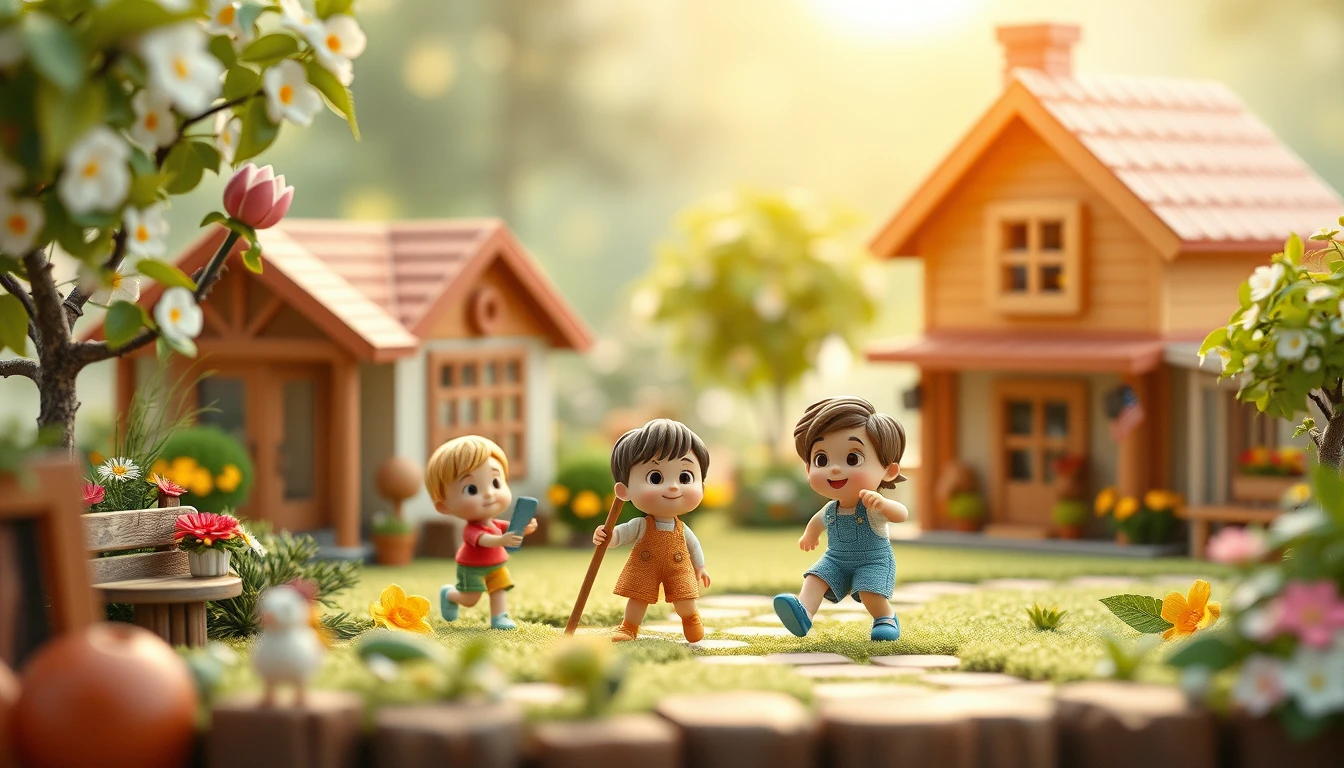 Joyful children playing in a colorful outdoor playground
