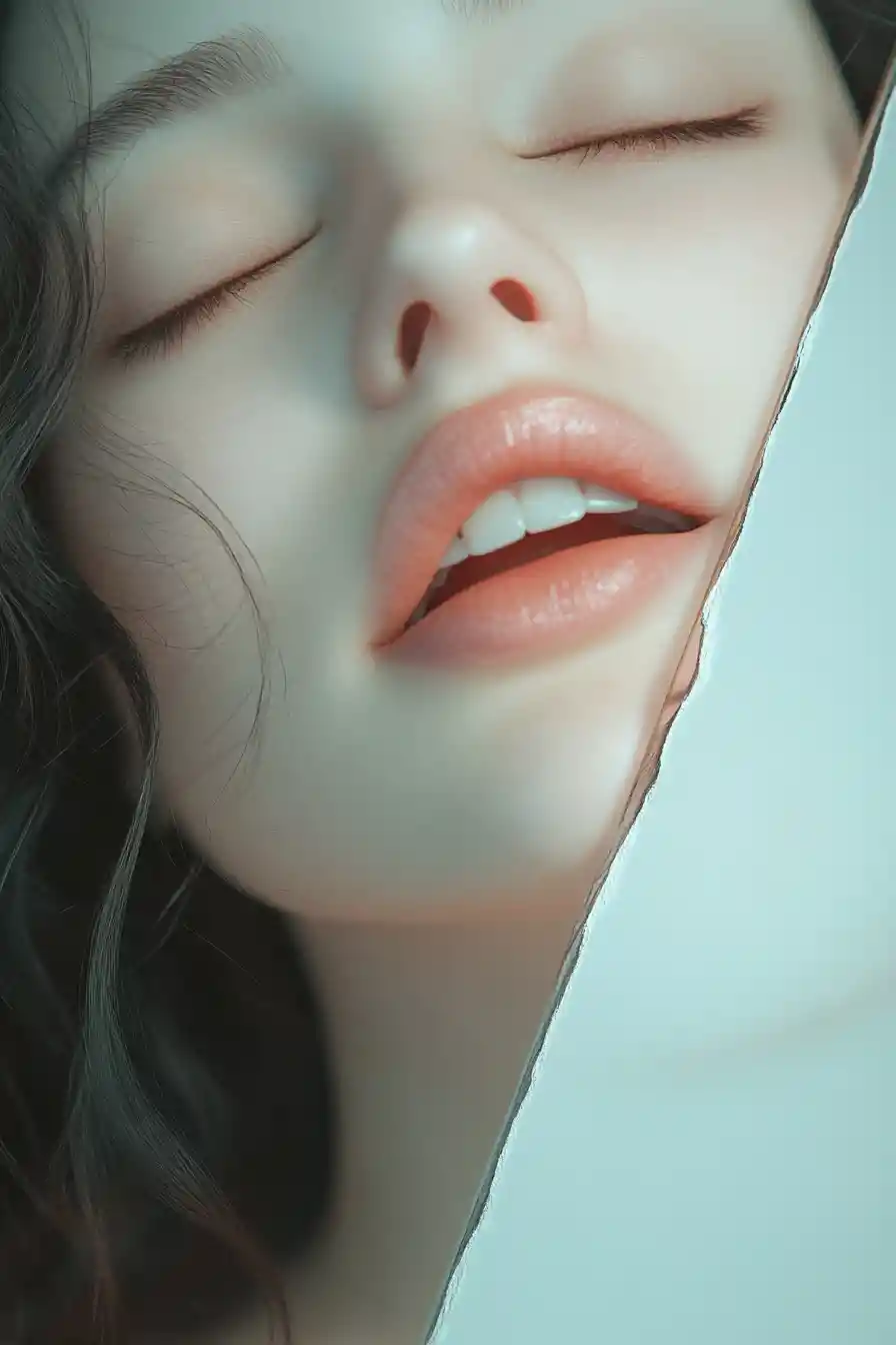 Träumende Frau mit geschlossenen Augen in sanftem, romantischem Porträt