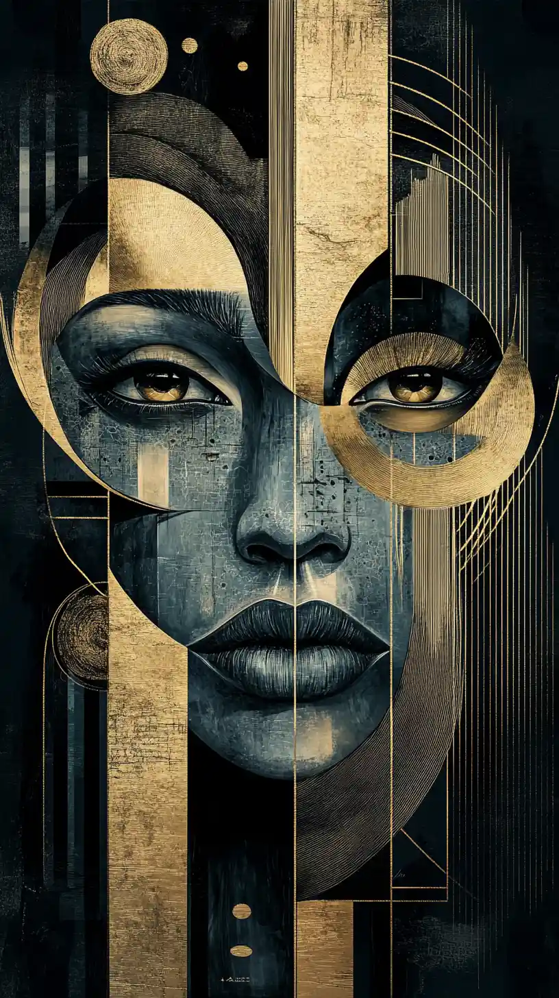 Surreal abstract portrait with animal like facial geometry