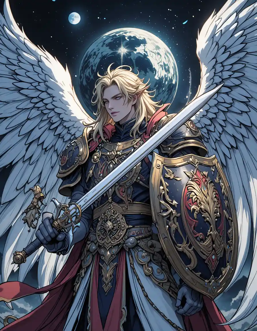 Moonlit archangel highlord with sword and shield