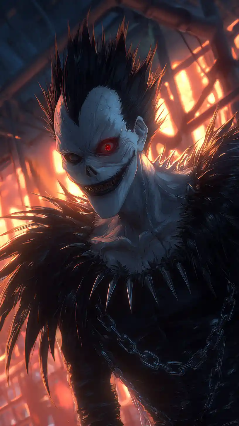 Menacing demon with glowing red eye in stylized portrait