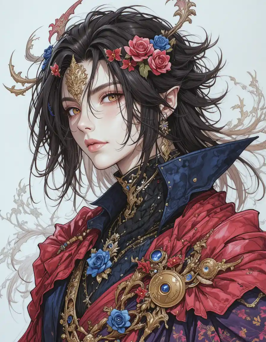 Hand drawn vampire lord fantasy character illustration