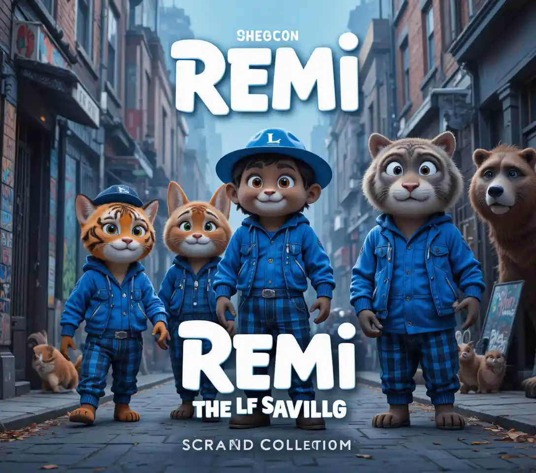 Anthropomorphic cartoon animals on a blue urban movie poster