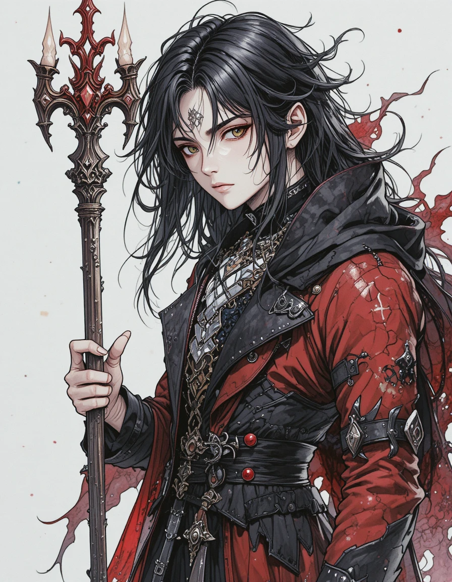 Hand drawn vampire lord in Japanese fantasy illustration