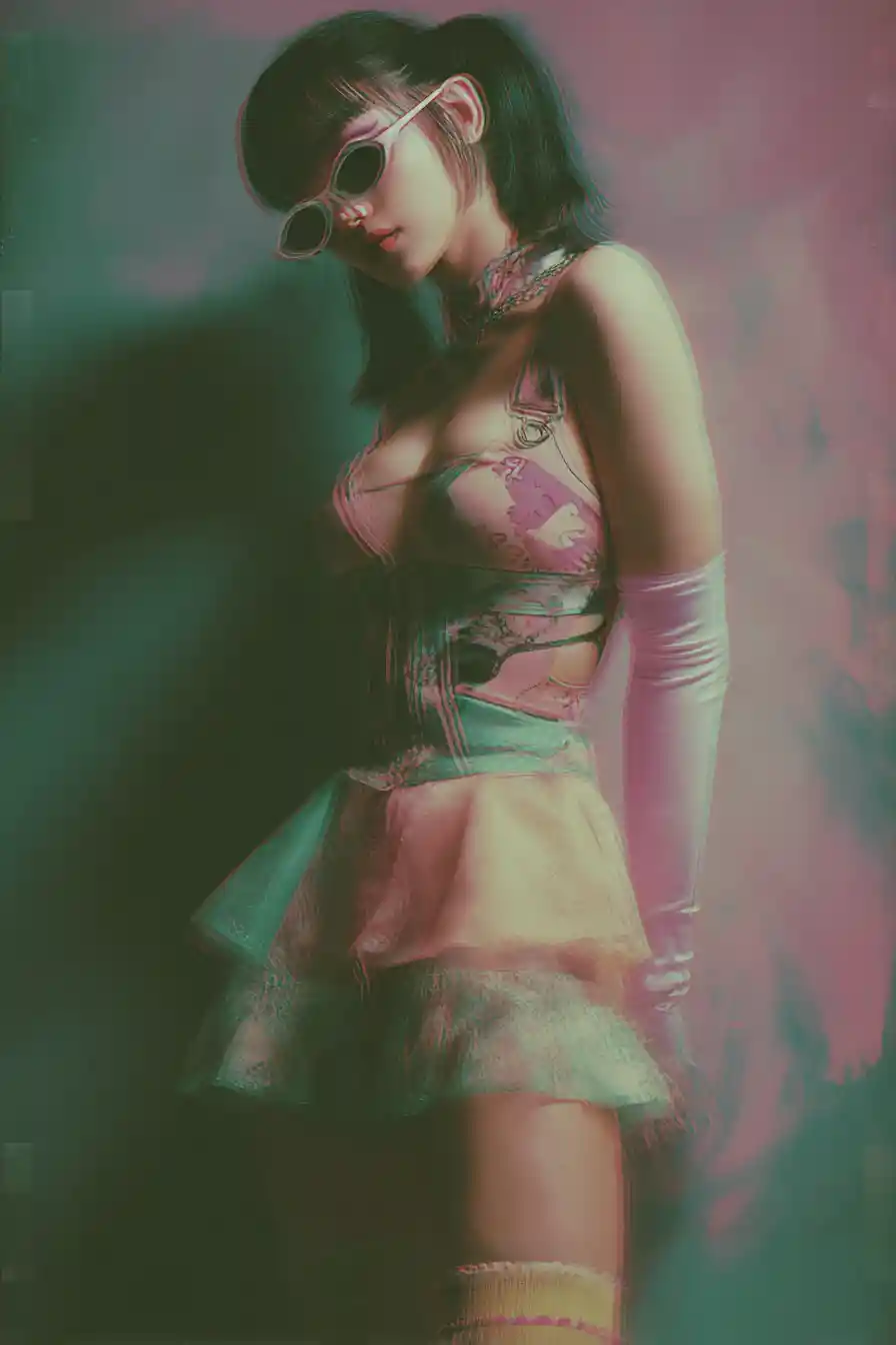 Futuristic avant garde woman in surreal digital portrait