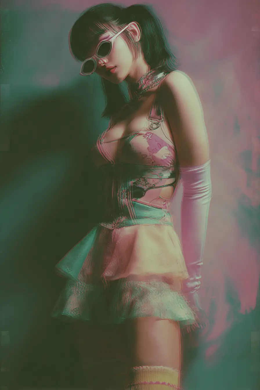 Futuristic avant garde woman in surreal digital portrait