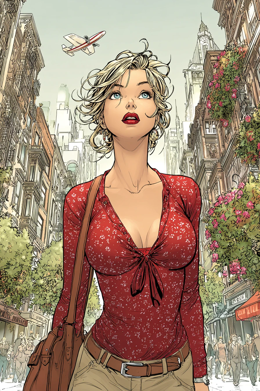 Confident young woman hero shot on vibrant city street