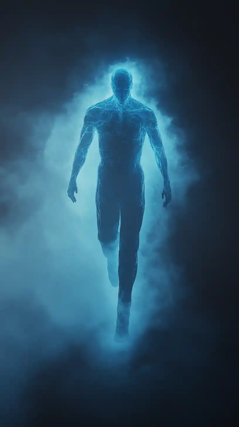 Ethereal Ghostly Figure Fading Between Dark Dimensional Realities