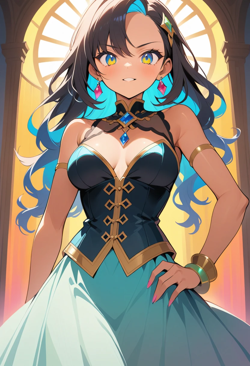 Elegante ragazza anime in abito vittoriano gotico in una villa