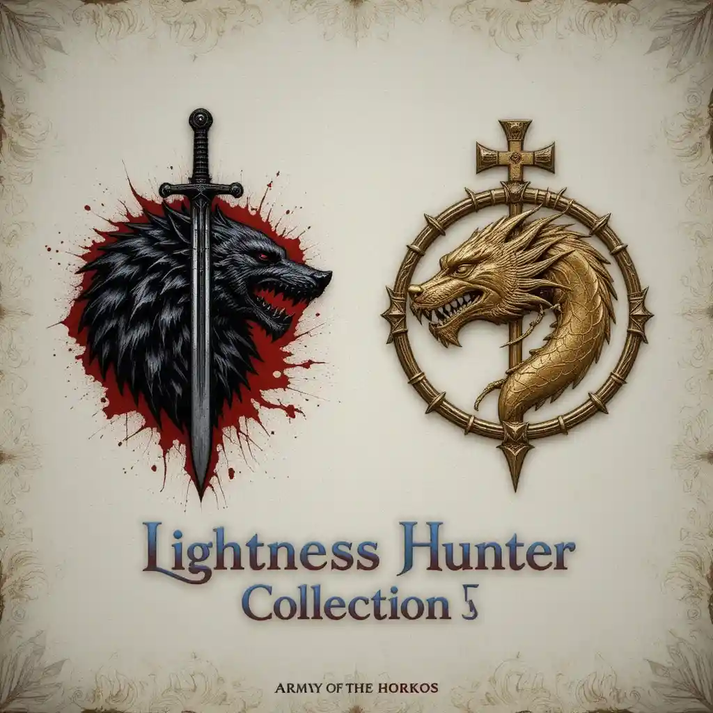 Wolf and dragon heraldic emblems with contrasting colors