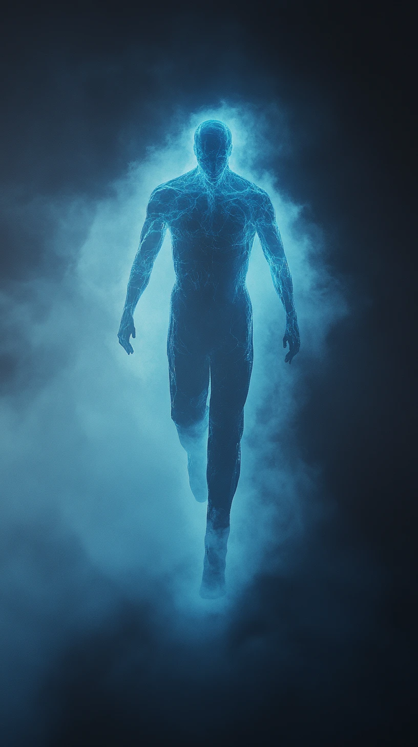 Ethereal Ghostly Figure Fading Between Dark Dimensional Realities