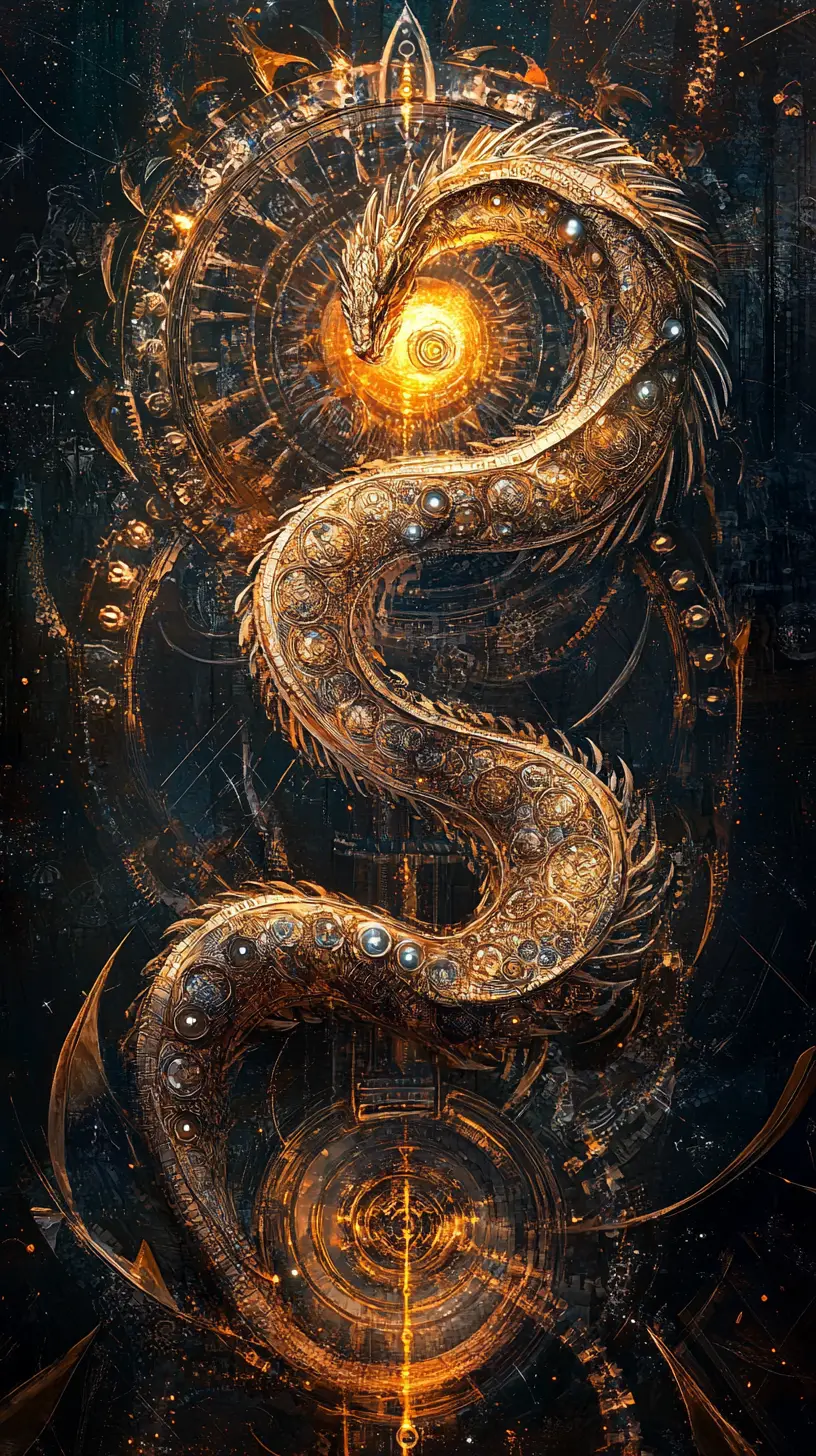 Cosmic serpent coiled around a luminous temporal core