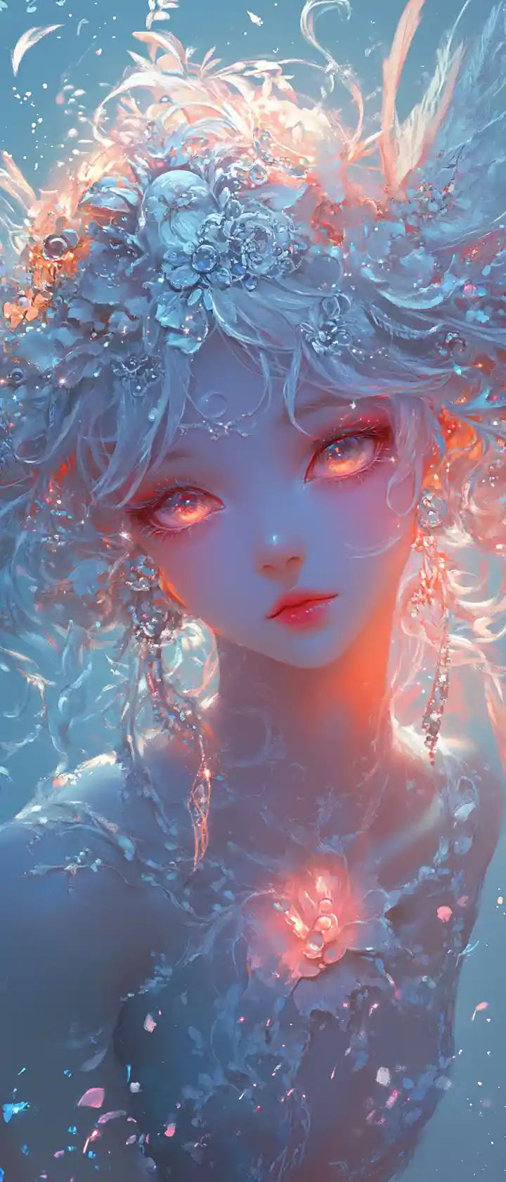 Whimsical fantasy woman illustration in soft pastel colors