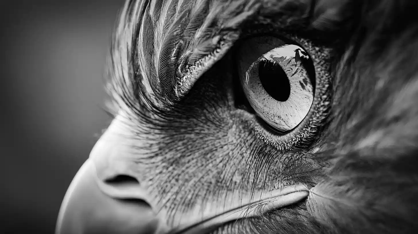 Extreme close up of surreal eagle eye landscape