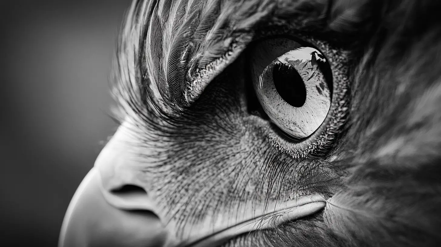 Extreme close up of surreal eagle eye landscape