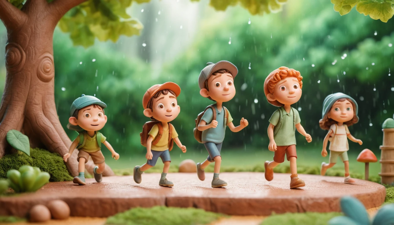 Joyful children playing at a summer kindergarten garden