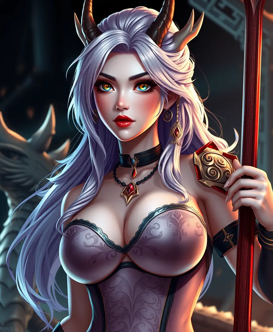 Chinese dragon warrior woman in dynamic pixel art pose