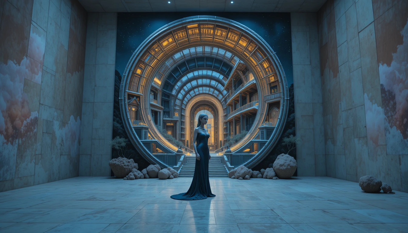 Futuristic Spiral Building In A Desert At Sunset