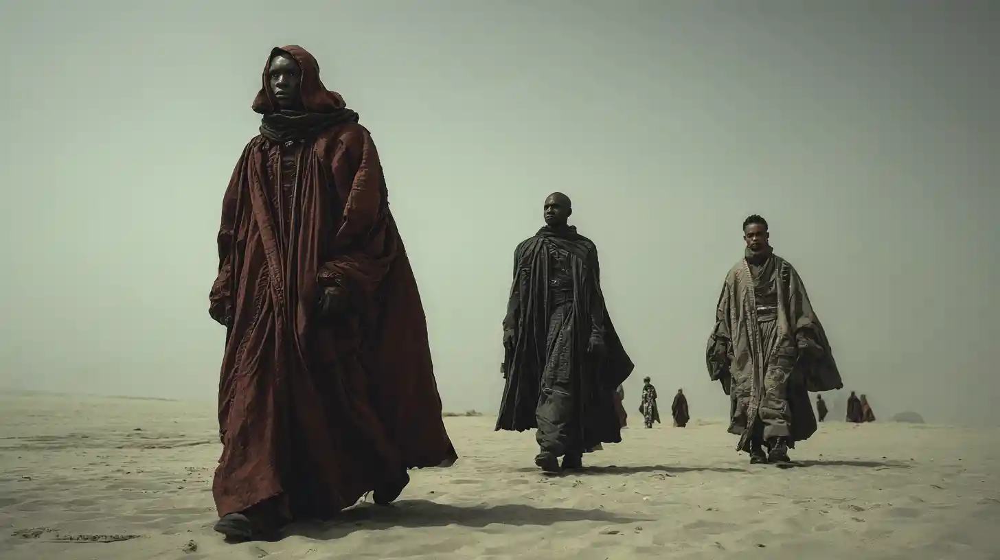 African high society woman in dark sci fi robes