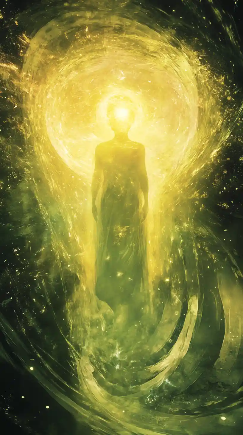 Ethereal Being Emerging From A Glowing Vortex Of Light
