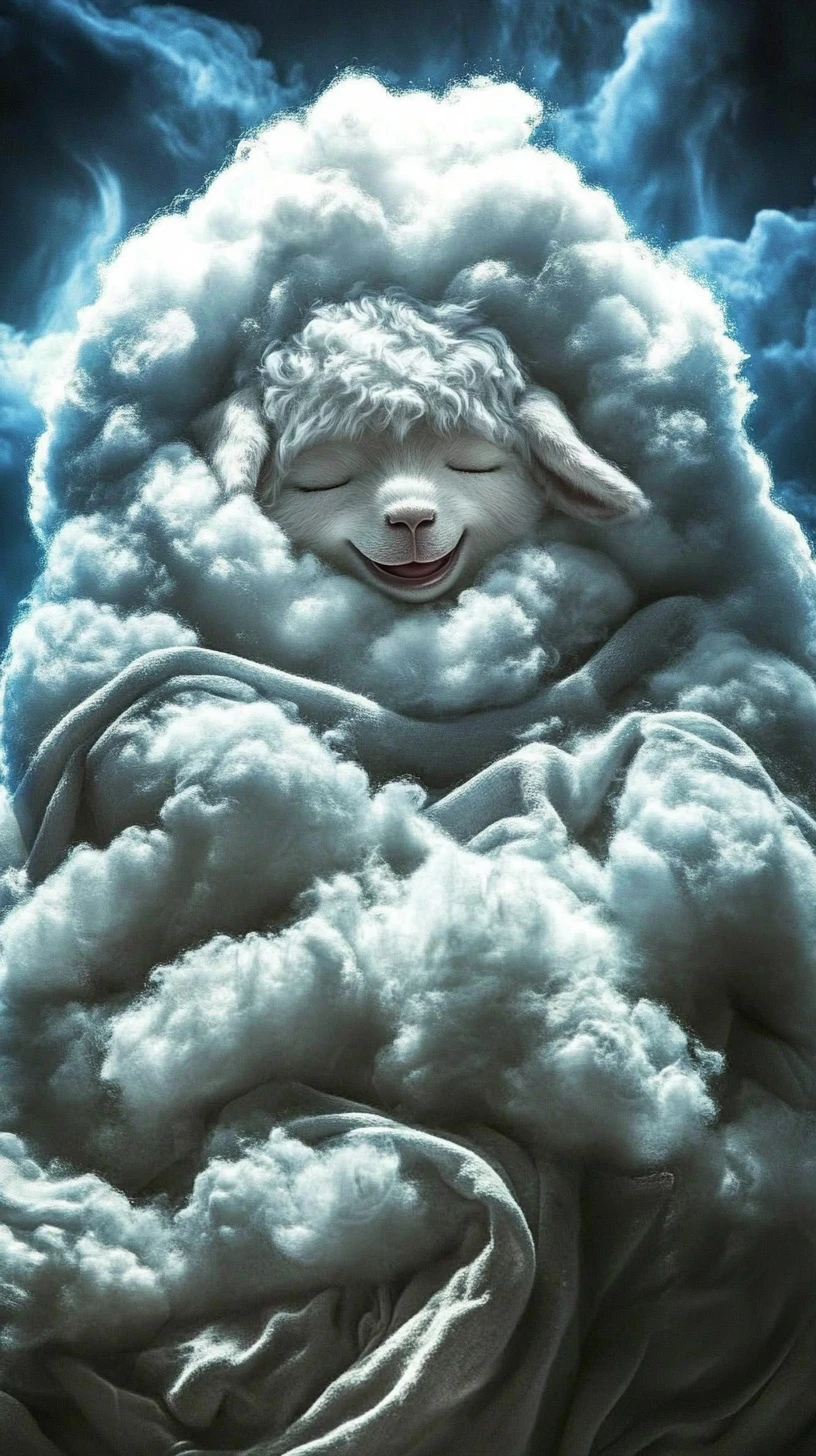 Criatura de Nube Suave con Dulce Sonrisa Somnolienta
